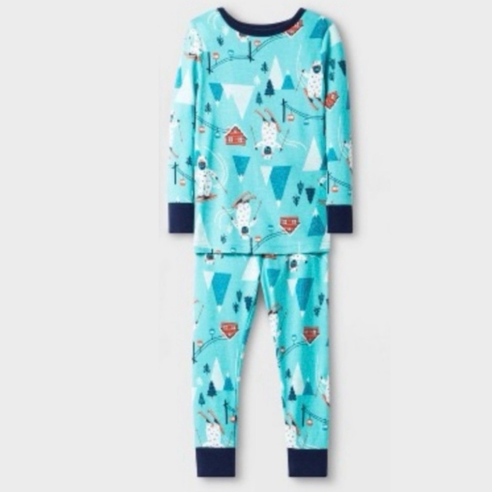 Cat & Jack Toddler Baby Boy 2Pc Long Sleeve Shirt & Pants Yeti Pajama Set - NWT